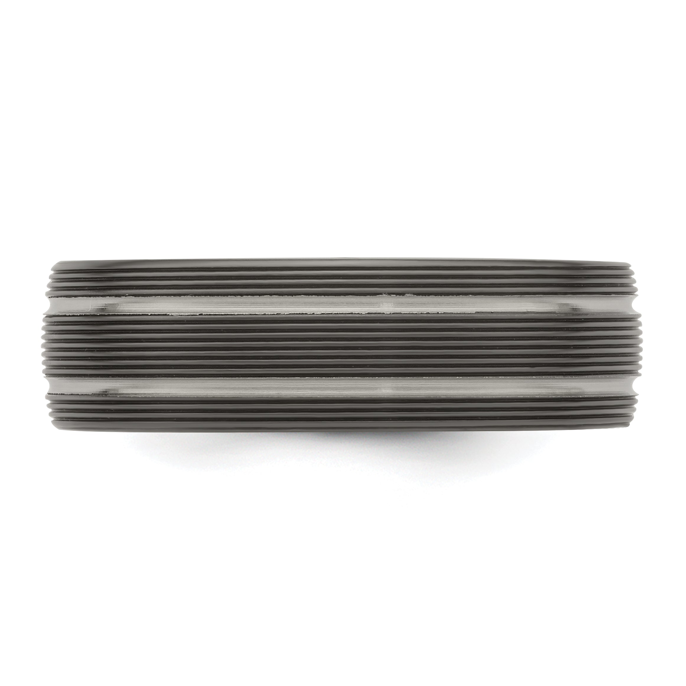 Titanium Wedding Band with Grooved Texture and Engravable Design