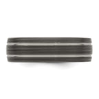 Titanium Wedding Band with Grooved Texture and Engravable Design