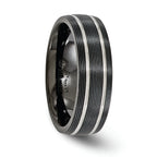 Titanium Wedding Band with Grooved Texture and Engravable Design