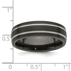 Titanium Wedding Band with Grooved Texture and Engravable Design