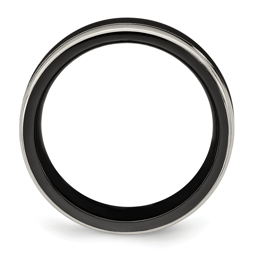 Edward Mirell Titanium Wedding Band with Polished Grooved Design