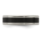 Edward Mirell Titanium Wedding Band with Polished Grooved Design