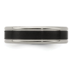 Edward Mirell Titanium Wedding Band with Polished Grooved Design
