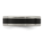Edward Mirell Titanium Wedding Band with Polished Grooved Design