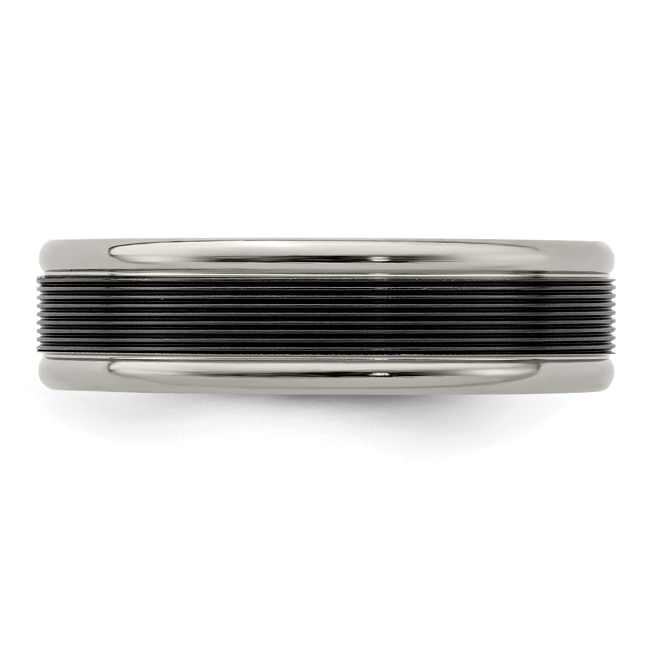 Edward Mirell Titanium Wedding Band with Polished Grooved Design