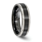 Edward Mirell Titanium Wedding Band with Polished Grooved Design
