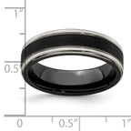 Edward Mirell Titanium Wedding Band with Polished Grooved Design