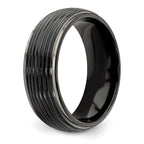 Edward Mirell Titanium Wedding Band with Grooved Edge and Engravable Finish