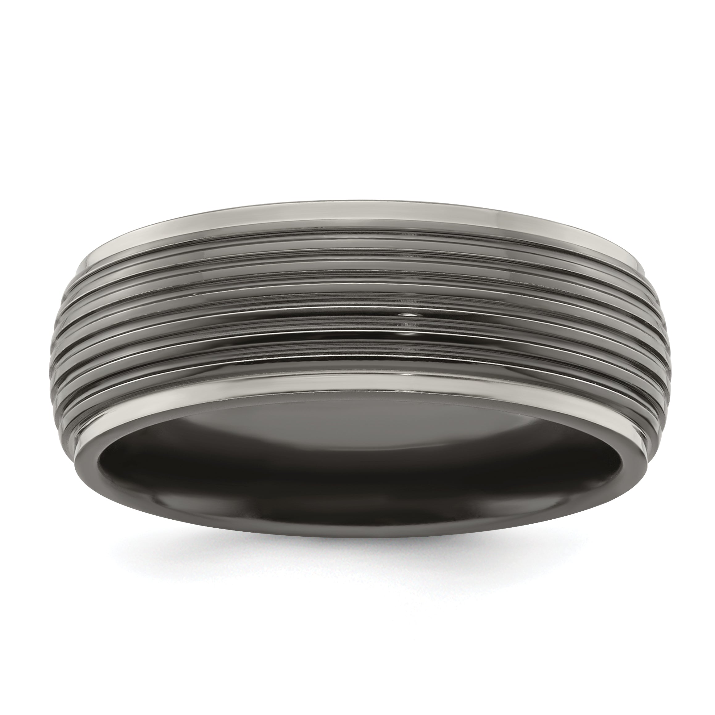 Edward Mirell Titanium Black Ti Grooved Step Edge 8mm Band Main image