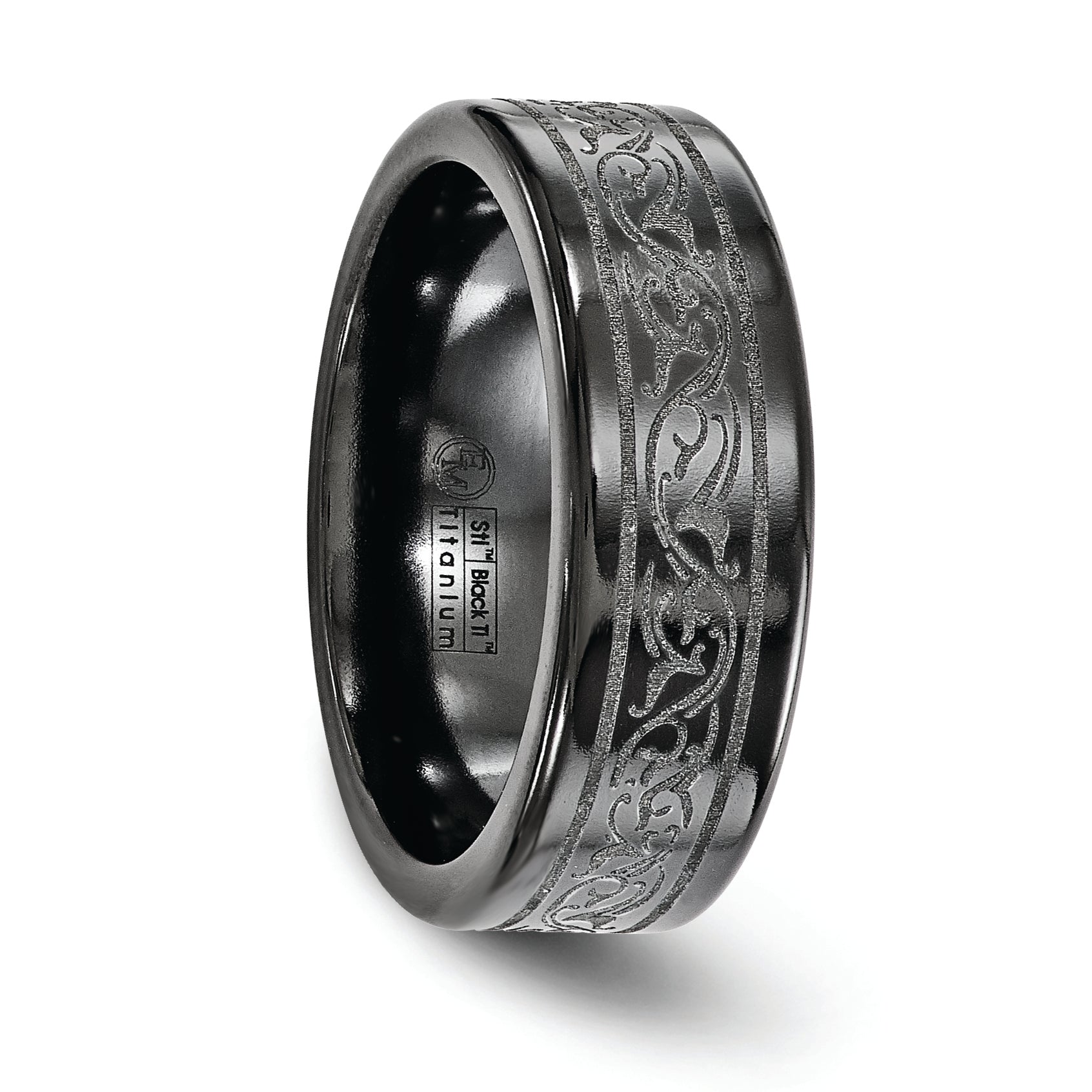 Edward Mirell Titanium Black Ti Laser 8mm Band