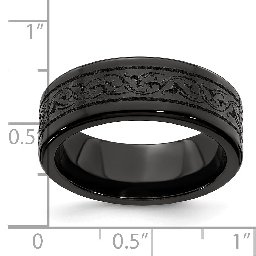 Edward Mirell Titanium Black Ti Laser 8mm Band