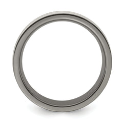 Edward Mirell Titanium Wedding Band with Brushed Groove Design 8mm