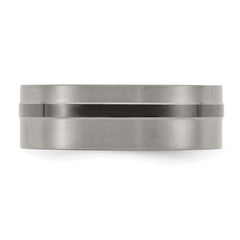 Edward Mirell Titanium Wedding Band with Brushed Groove Design 8mm
