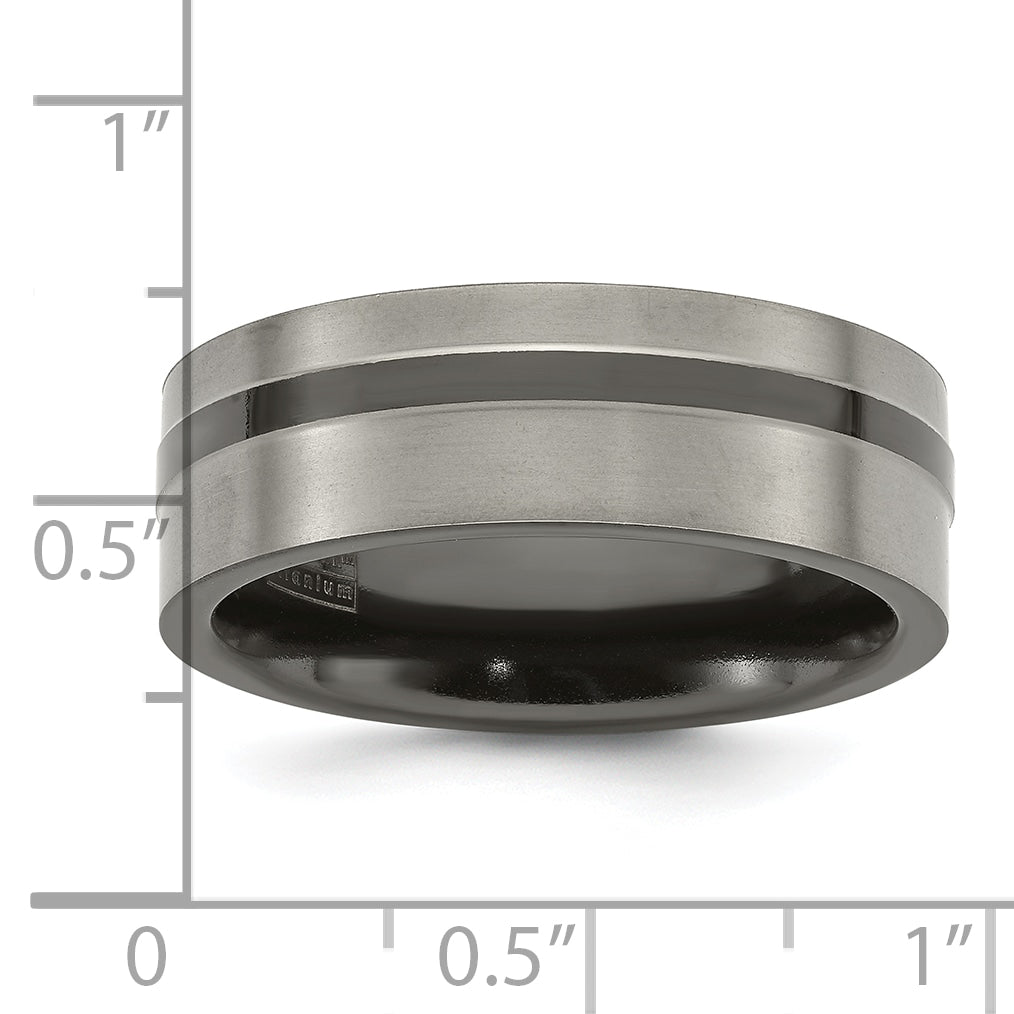 Edward Mirell Titanium Wedding Band with Brushed Groove Design 8mm