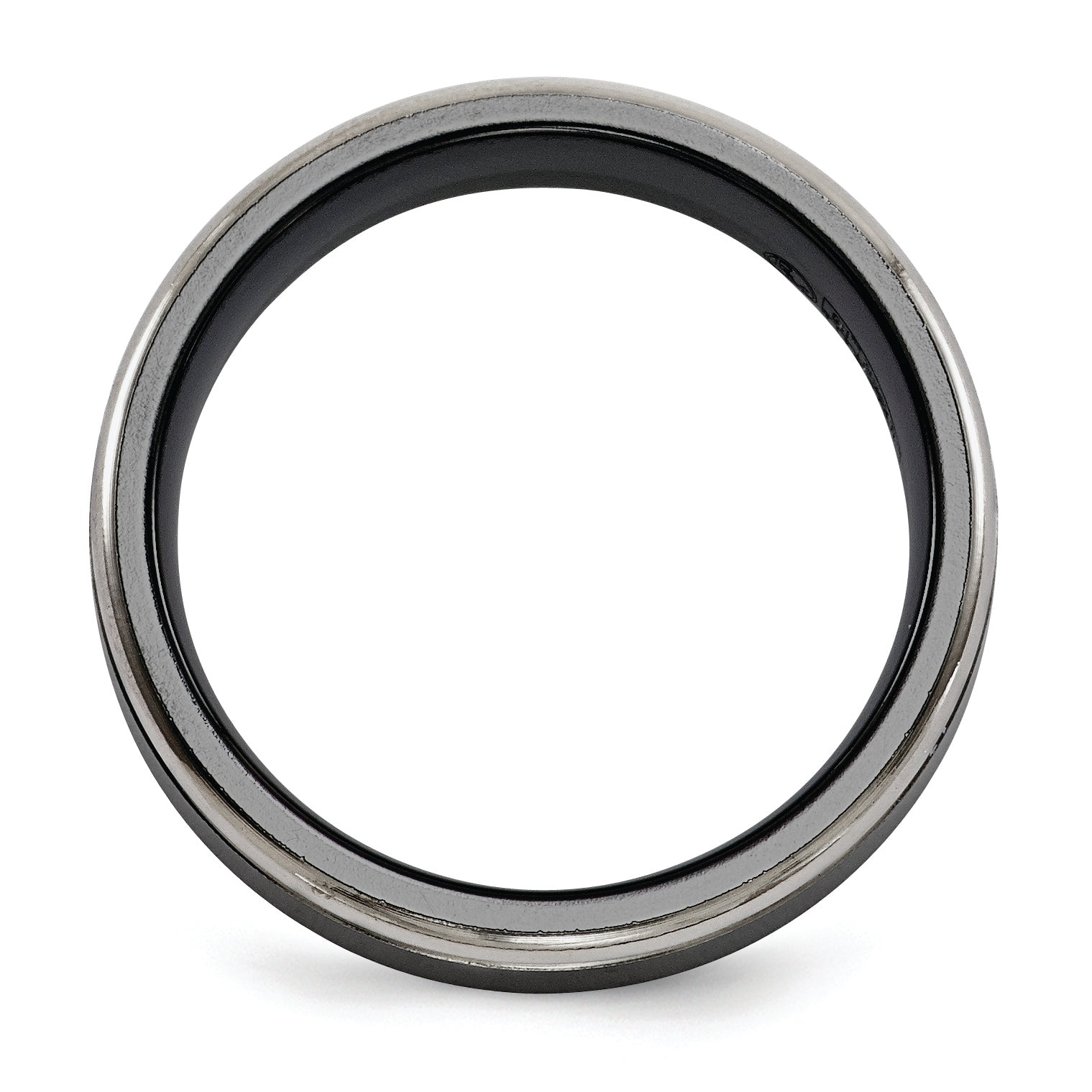 Titanium Wedding Band with Grey Edges Engravable Gift Boxed