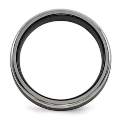Titanium Wedding Band with Grey Edges Engravable Gift Boxed