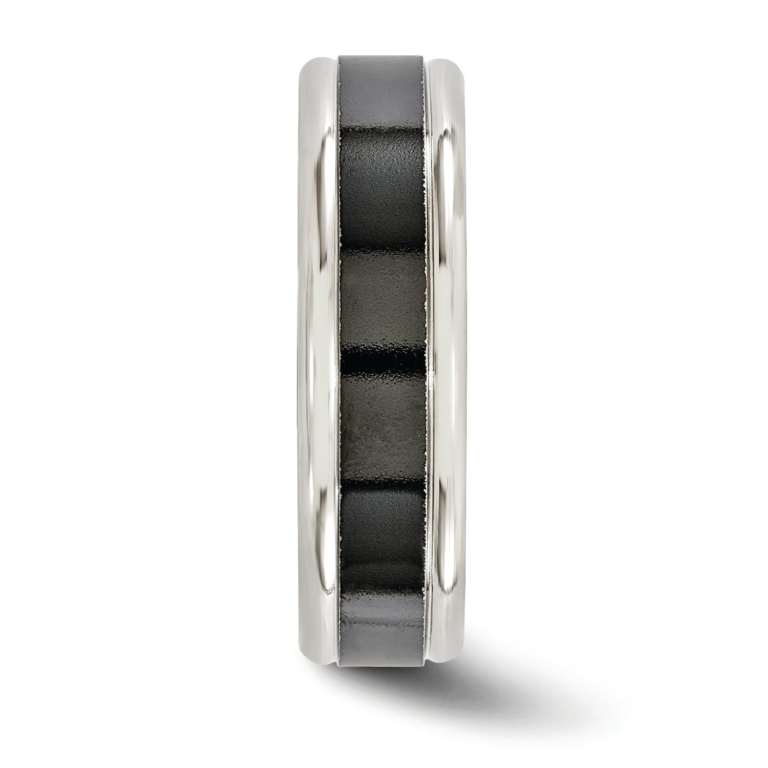 Titanium Wedding Band with Grey Edges Engravable Gift Boxed
