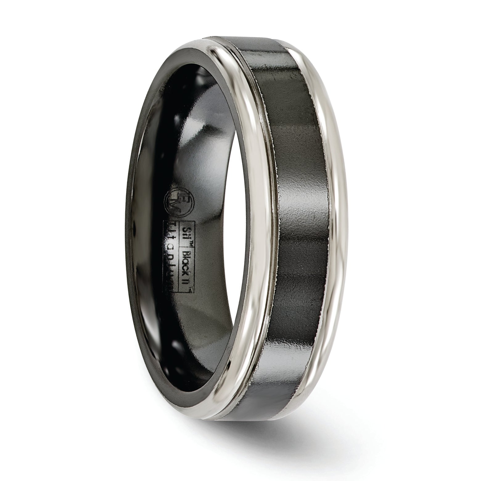 Edward Mirell Titanium Black Ti Grey Edges 6.5mm Band