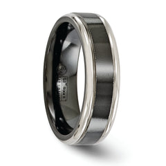 Titanium Wedding Band with Grey Edges Engravable Gift Boxed