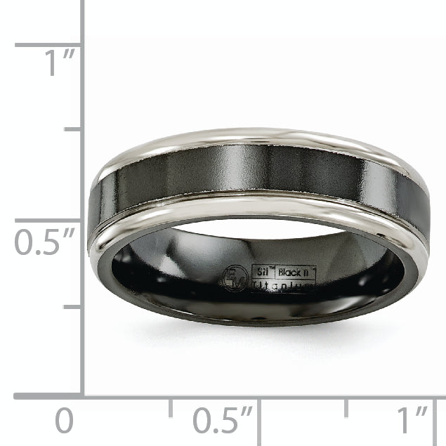 Titanium Wedding Band with Grey Edges Engravable Gift Boxed