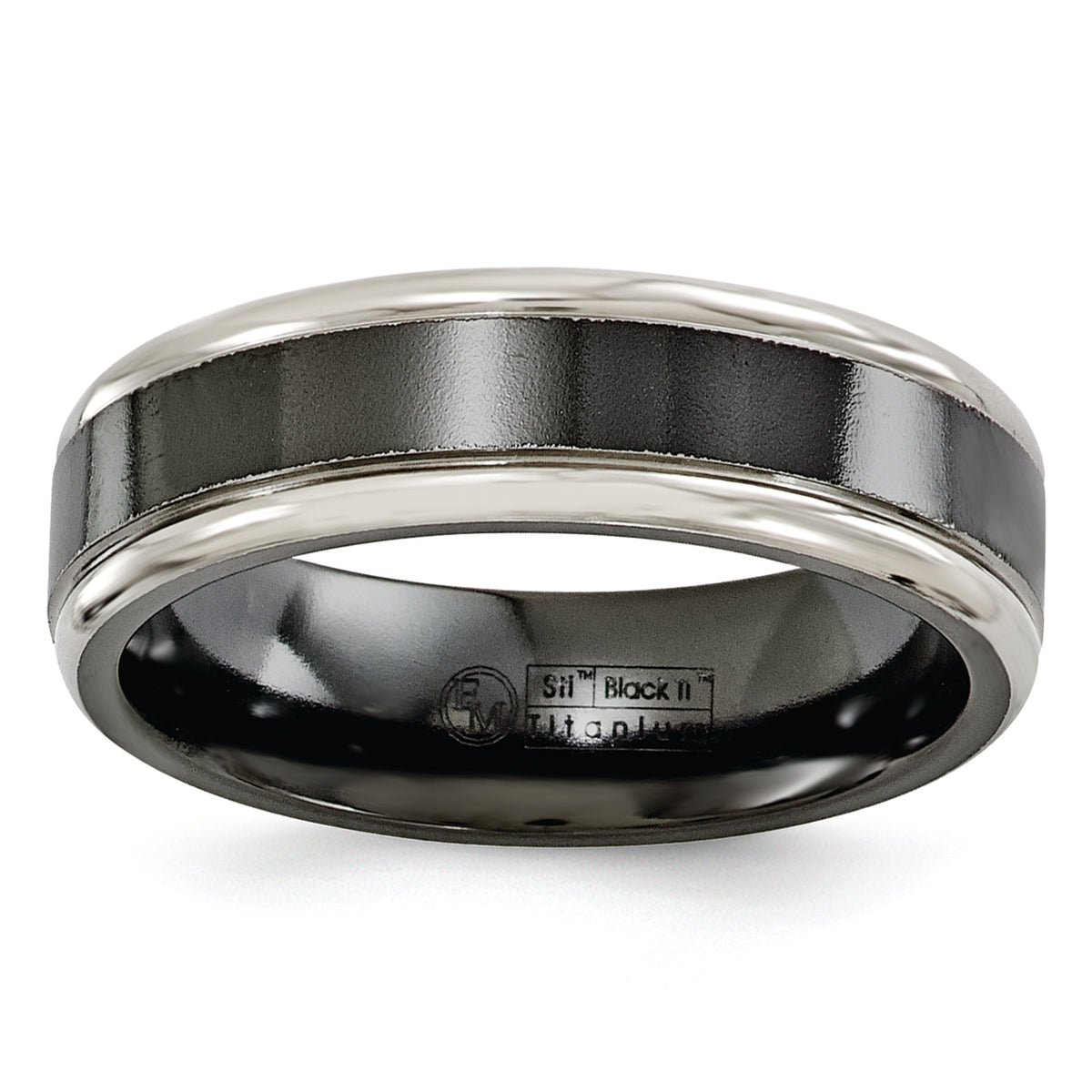 Edward Mirell Titanium Black Ti Grey Edges 6.5mm Band