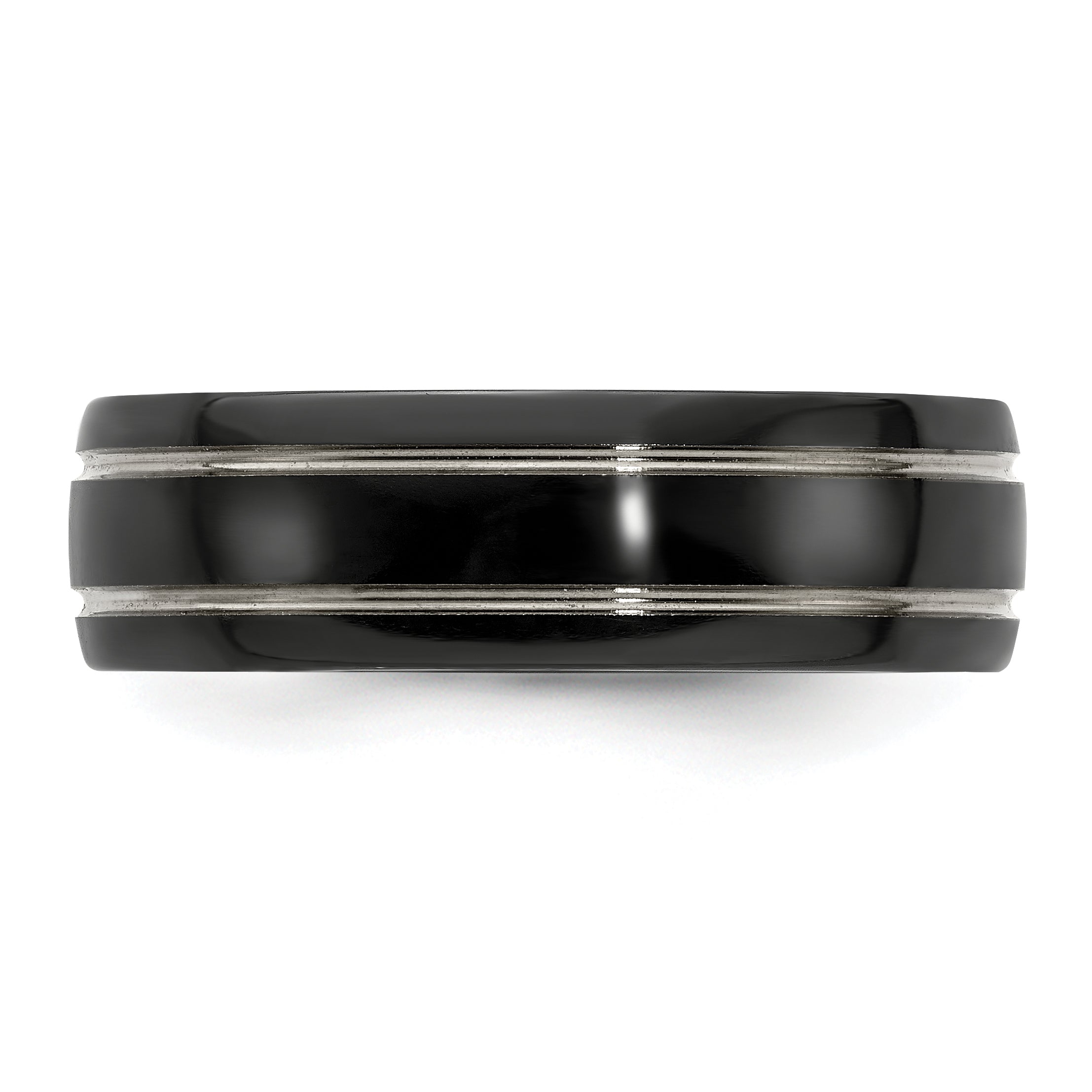 Titanium Wedding Band with Grey Groove and Polished Finish