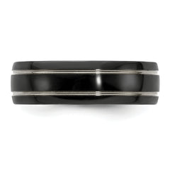 Titanium Wedding Band with Grey Groove and Polished Finish