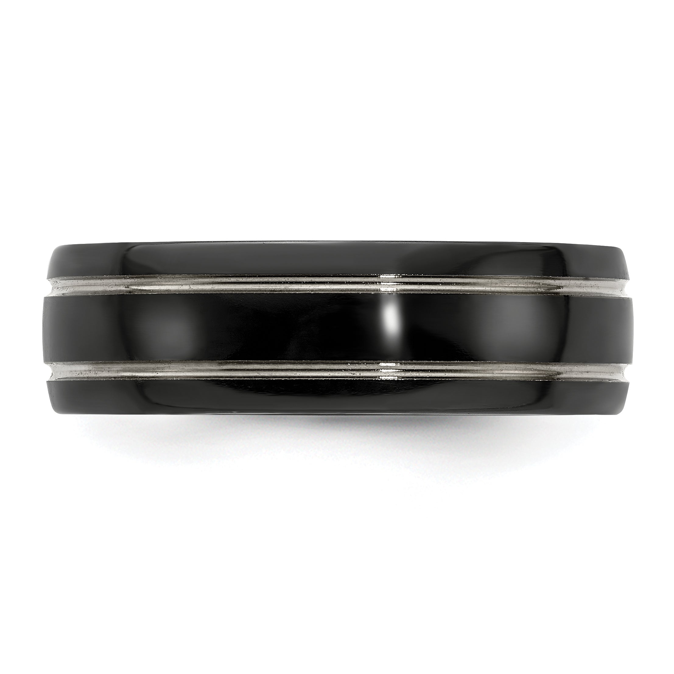 Titanium Wedding Band with Grey Groove and Polished Finish