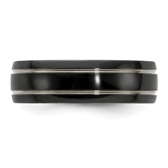 Titanium Wedding Band with Grey Groove and Polished Finish