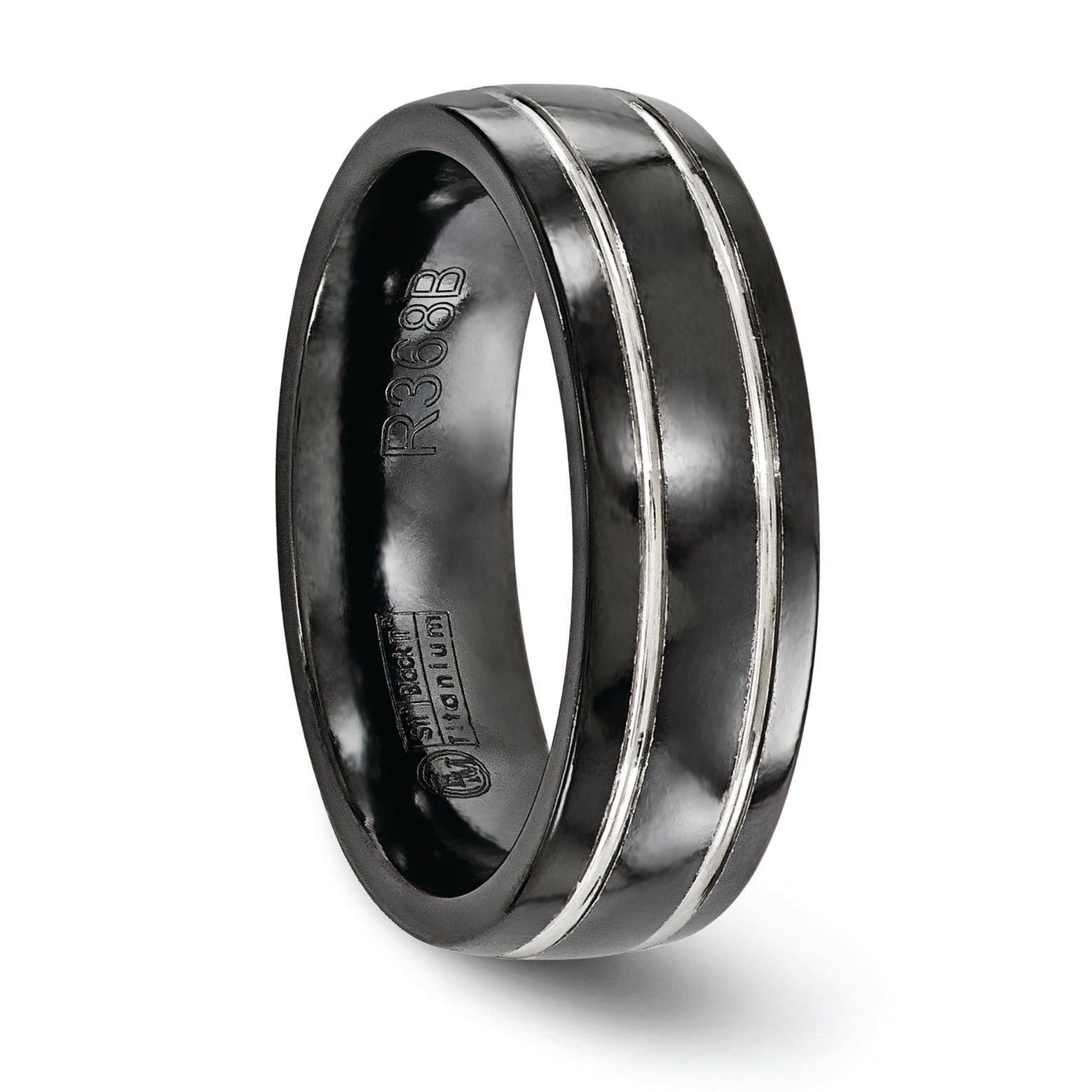 Titanium Wedding Band with Grey Groove and Polished Finish