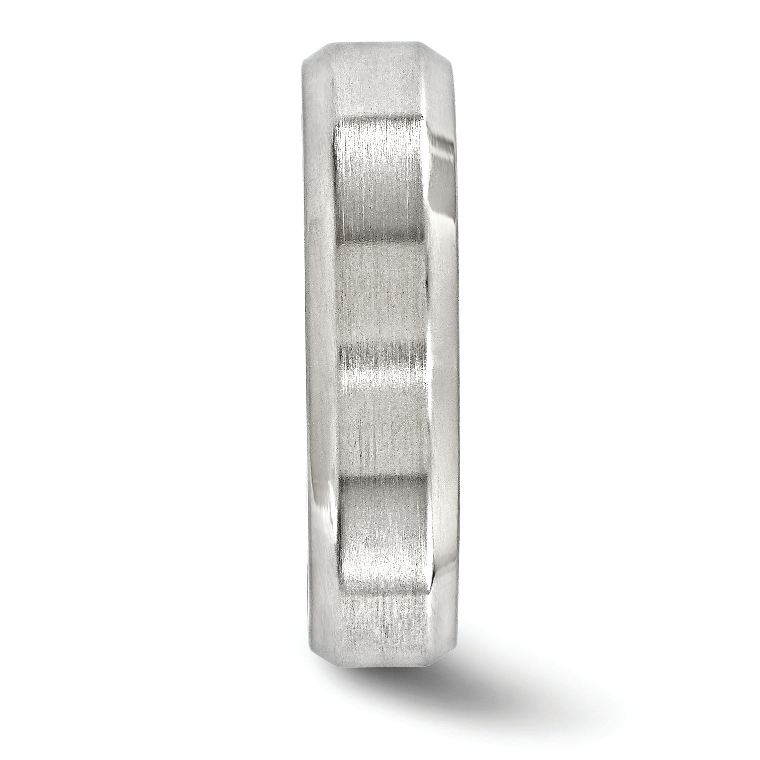 Sophia Titanium Wedding Band with Brushed Finish and Beveled Edge - 7