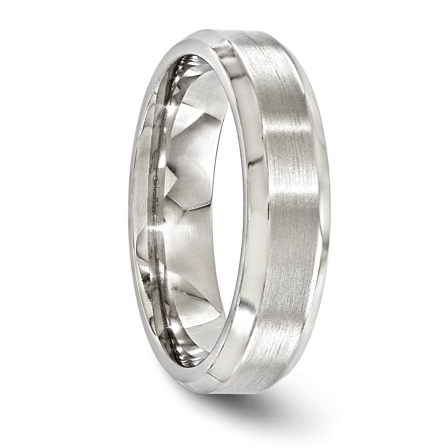 Sophia Titanium Wedding Band with Brushed Finish and Beveled Edge - 7