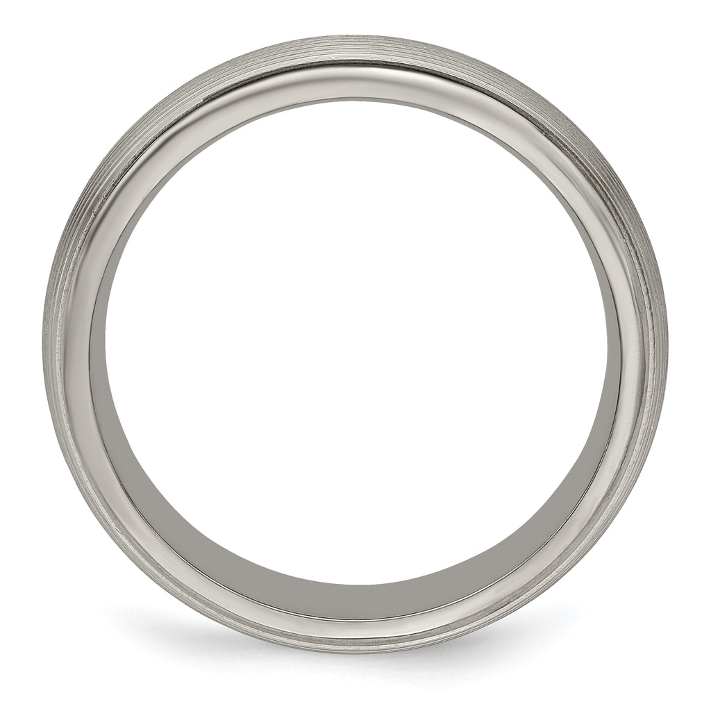 Sophia Jewelers Titanium Polished 6mm Grooved Domed Wedding Band Engravable