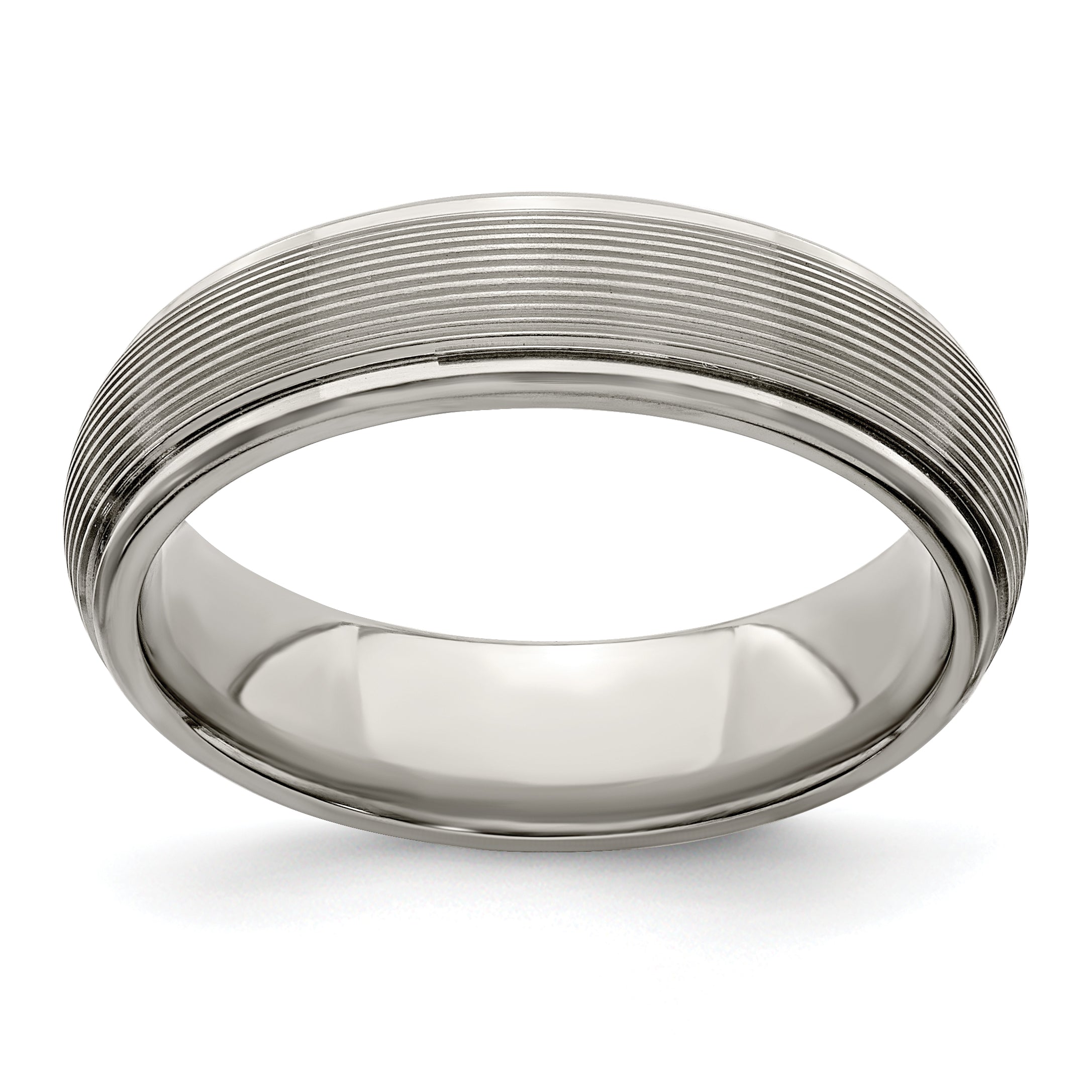 Edward Mirell Titanium Brush&Polished Textured Domed 6mm Band Main image
