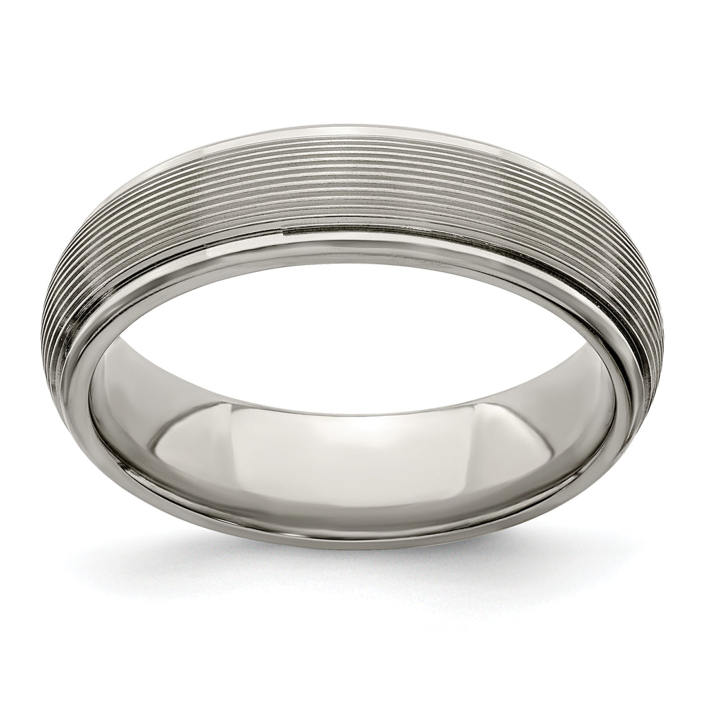 Edward Mirell Titanium Brush&Polished Textured Domed 6mm Band
