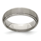 Edward Mirell Titanium Brush&Polished Textured Domed 6mm Band