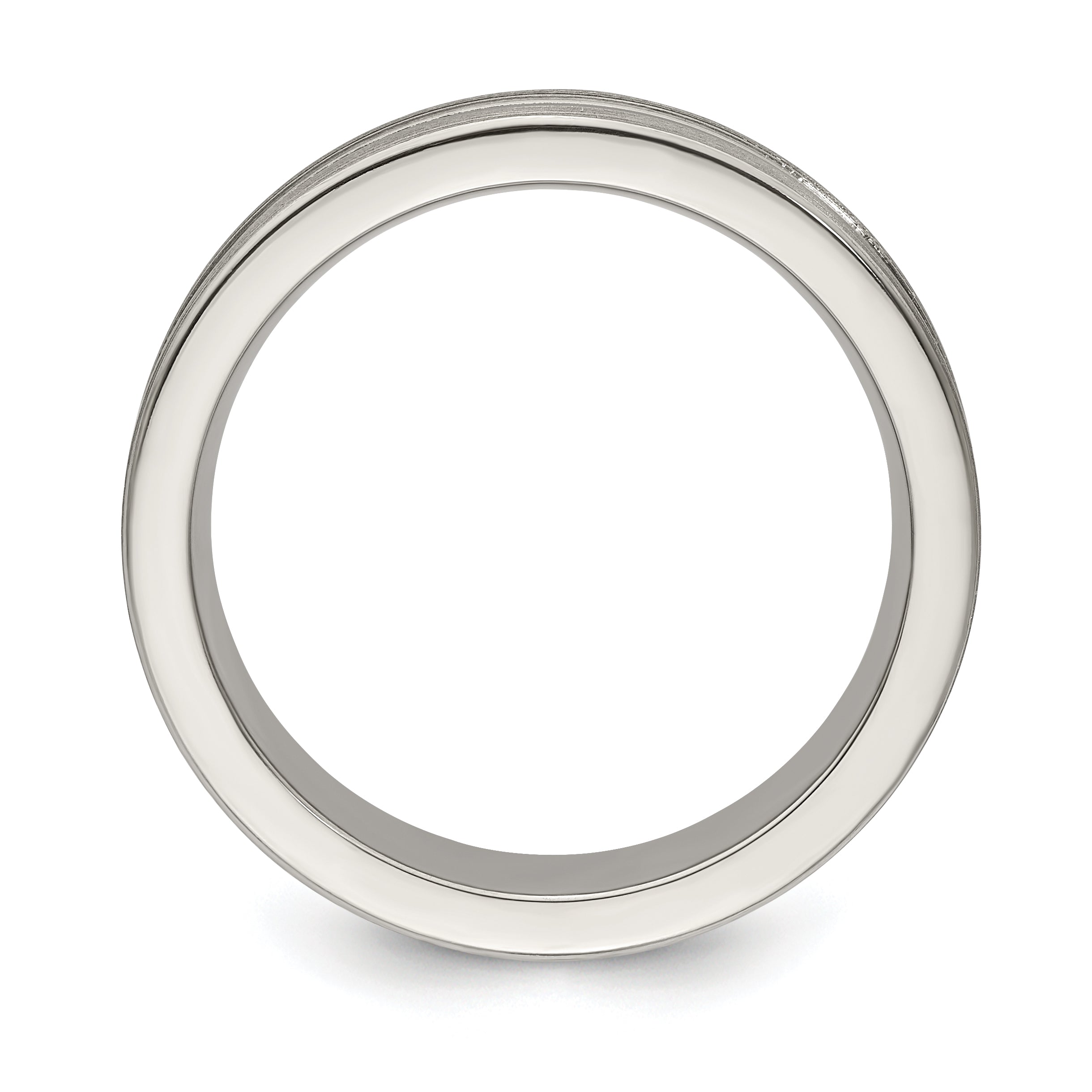 Titanium Wedding Band with Textured Lines and Polished Brushed Finish Secondary image