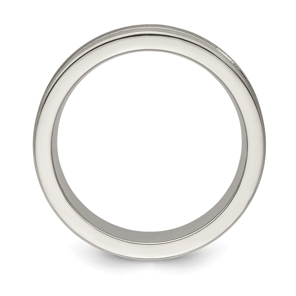Titanium Wedding Band with Textured Lines and Polished Brushed Finish