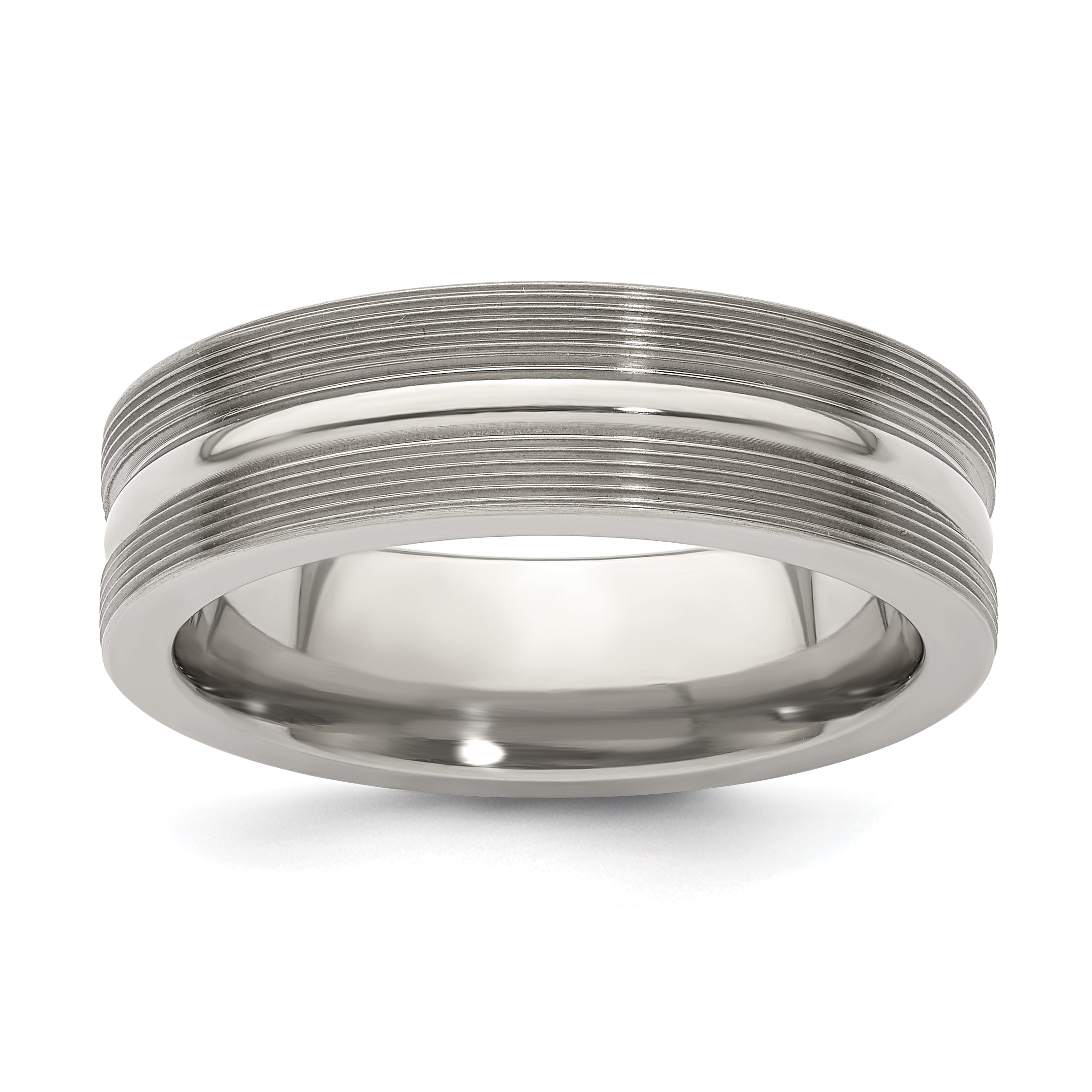 Edward Mirell Titanium Brushed/Polished Textured Lines 7mm Band Size 13 Main image