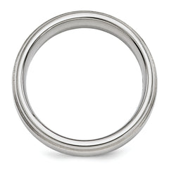 Titanium Wedding Band with Polished Brushed Finish and Engravable Elegance - 7