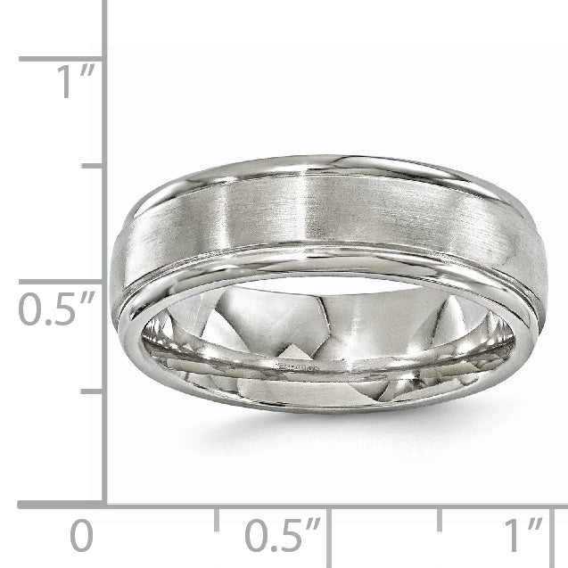 Titanium Wedding Band with Polished Brushed Finish and Engravable Elegance - 7