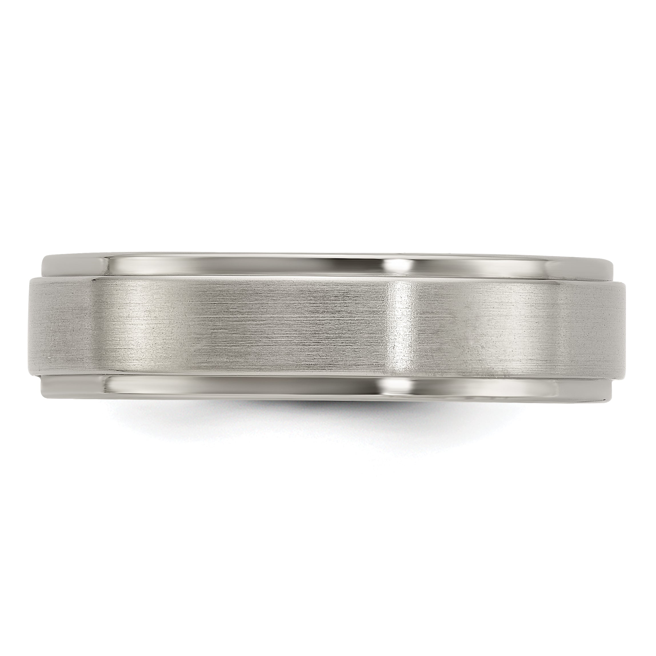 Edward Mirell Titanium Brushed/Polished Flat Step Edge 6mm Band Size 6 - 6