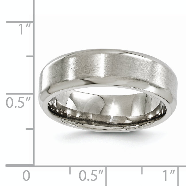 Edward Mirell Titanium Brushed/Polished Beveled Edge 7mm Band Size 6 - 6