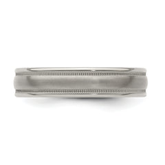 Edward Mirell Titanium Brushed/Polished Tri Dome Milgrain 5mm Band Size 5 - 5