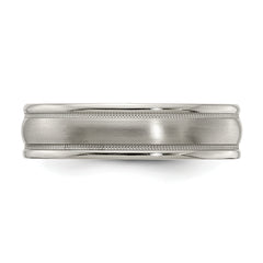 Edward Mirell Titanium Brushed & Polished Milgrain 6.5mm Band - 7