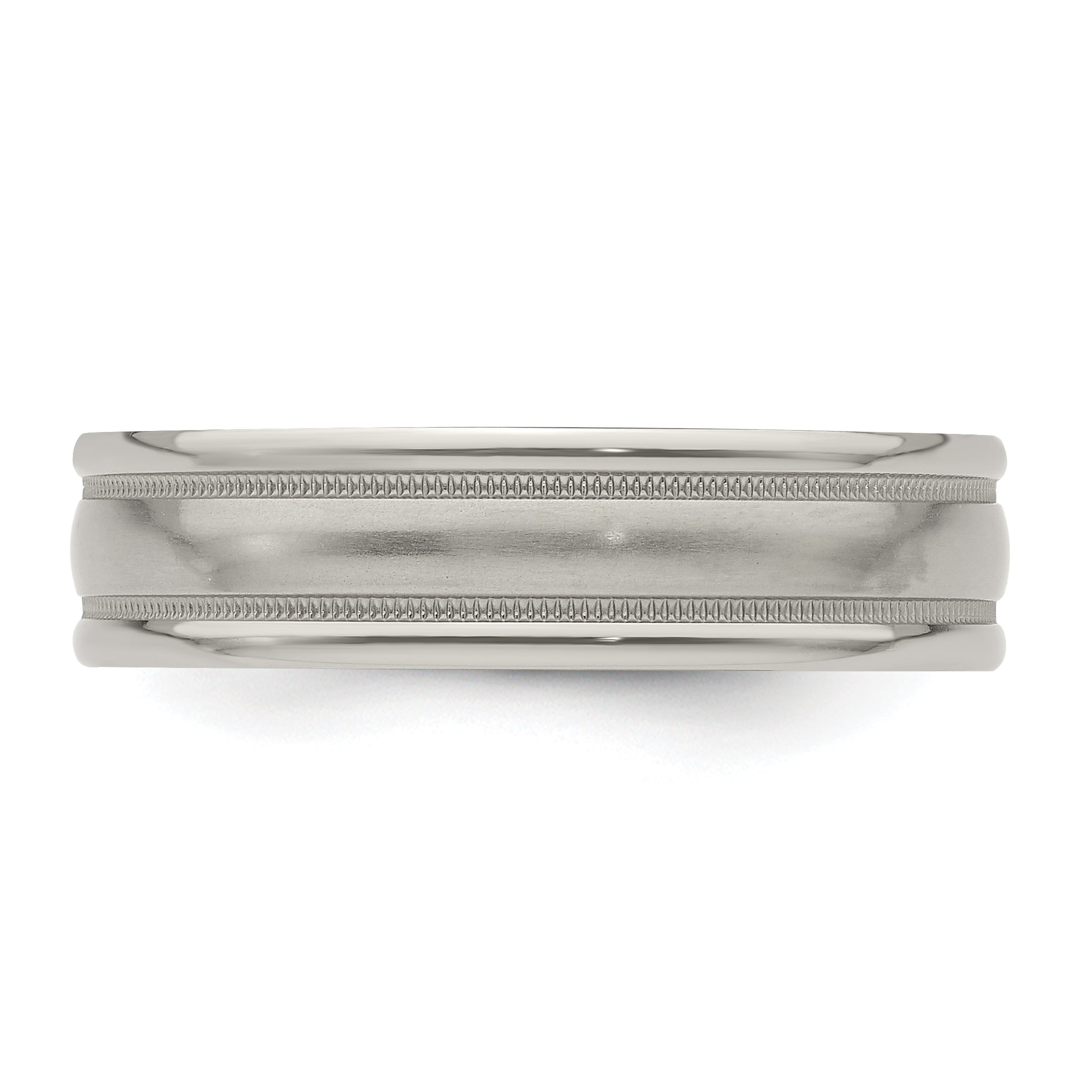 Edward Mirell Titanium Brushed & Polished Milgrain 6.5mm Band - 7