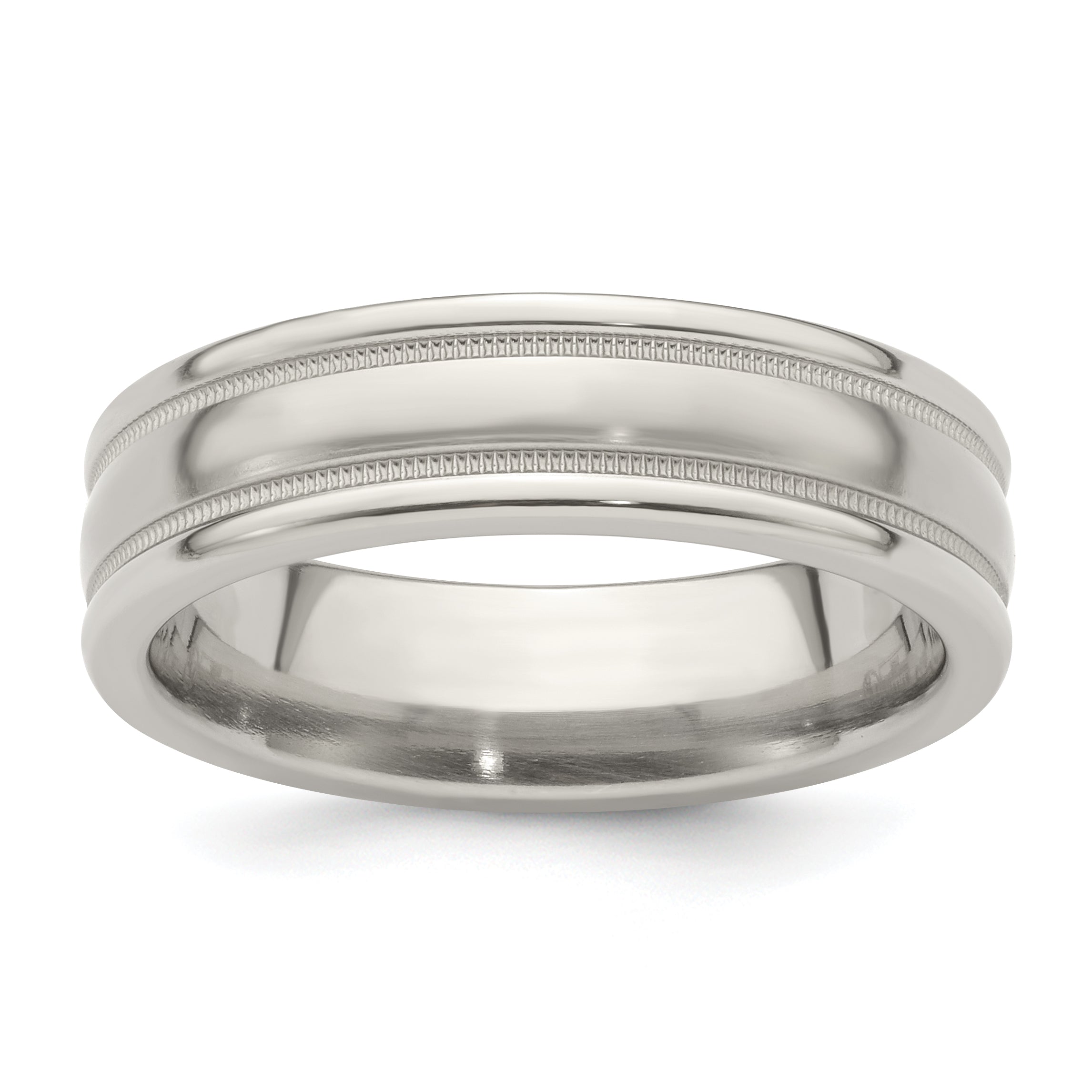 Edward Mirell Titanium Brushed & Polished Milgrain 6.5mm Band