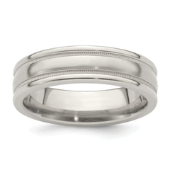 Edward Mirell Titanium Brushed & Polished Milgrain 6.5mm Band