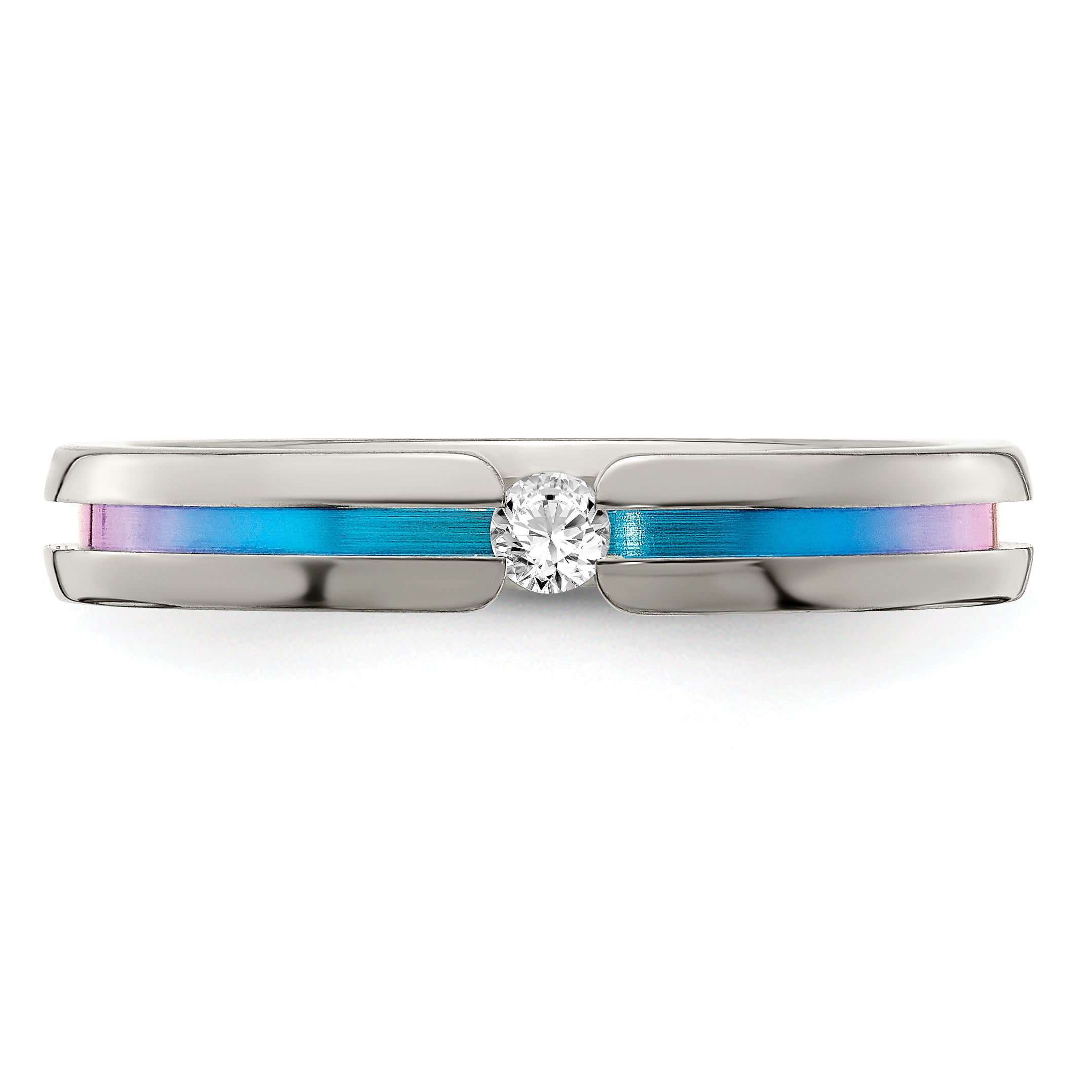 Edward Mirell Titanium Wedding Band with White Sapphire and Multicolor Anodized Accents