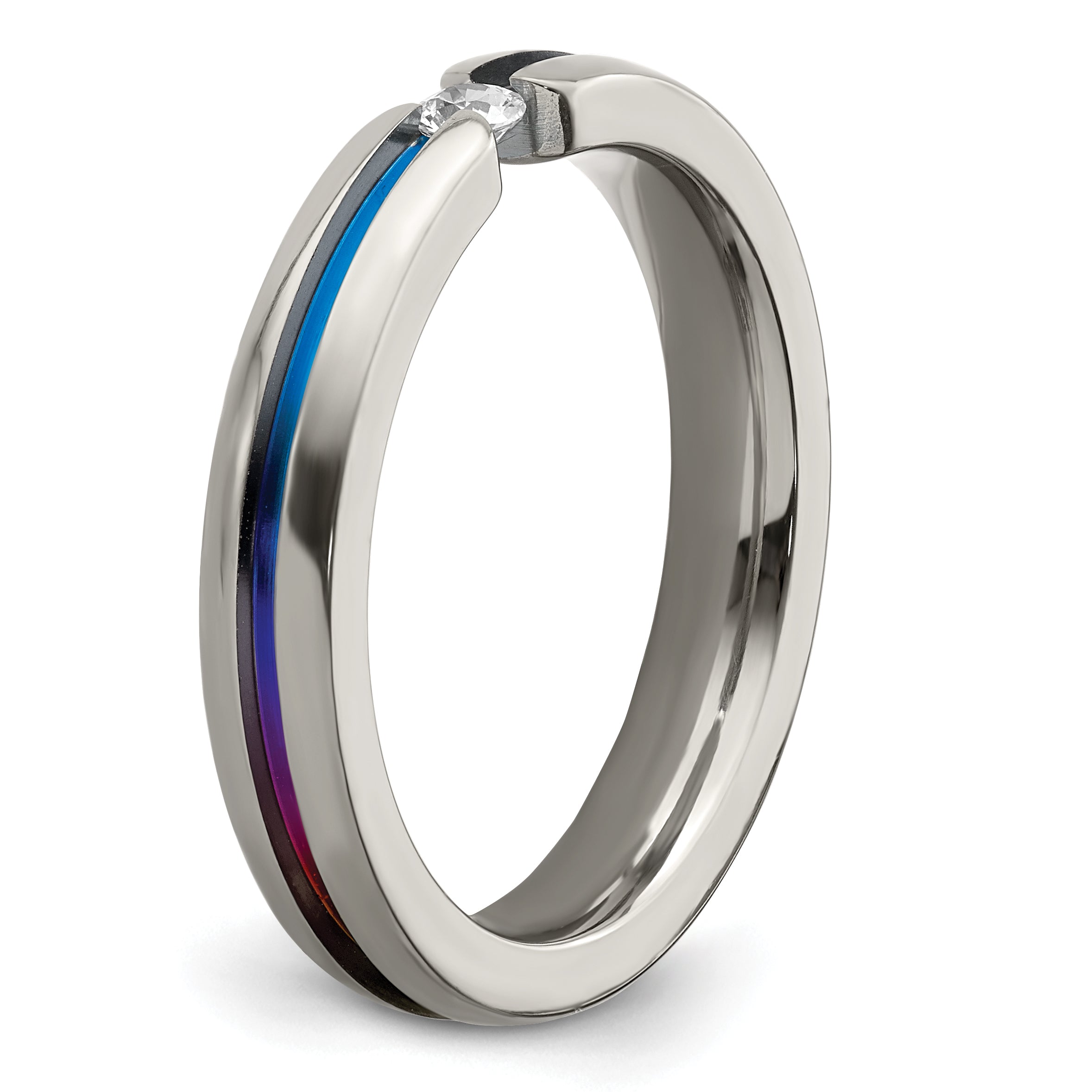 Edward Mirell Titanium White Sapphire Multicolored Anodized 4mm Band